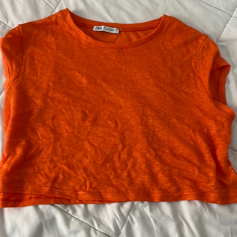 orange, never worn, zara top